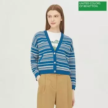 Benetton Benetton Multi Stripe Knit Cardigan Bakc51331 Bl Blue/OS