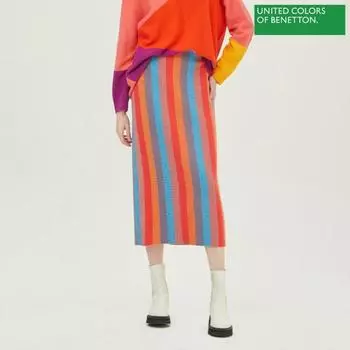 Benetton Benetton Multicolor Striped Knit Skirt Bask04311 Hp Hot pink/OS