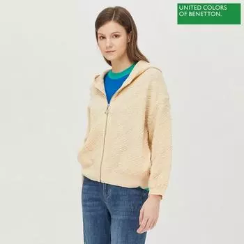 Benetton Benetton Надпись Terry Hoodie Knit Zip Up Bakc11211 Iv Ivory/OS