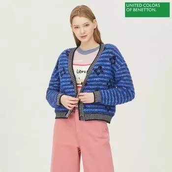 Benetton Benetton Navisa Жаккардовый вязаный кардиган Bakc03311 Bl Blue/OS