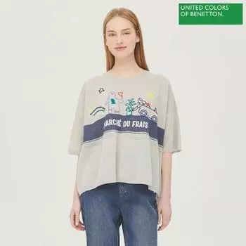Benetton Benetton Picture Embroidery Knit Bakpc1431 Lg light gray/OS