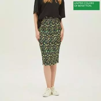 Benetton Benetton Pleated Wrinkle Skirt Baskf3241 Gn painted/42