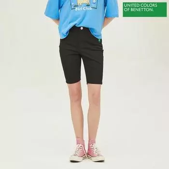 Benetton Benetton Polka Dot Embroidered Half Denim Pants Badp22241 Bk blacks/42