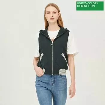 Benetton Benetton полосатый вязаный жилет с капюшоном Bakv02241 Gn painted/OS