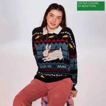 Benetton Benetton Rabbit Jacquard Knit Bakpb8361 Ny navy/OS