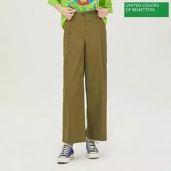 Benetton Benetton Side Banding Pin Tuck Wide Pants Bapt54331 Ka Khaki/42