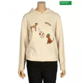Benetton Benetton Собака Вышивка Шерсть С Капюшоном Вязаный Bakpa3461 Be beige/OS