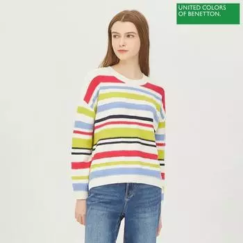Benetton Benetton Stripe Modified Tissue Knit Bakp08311 Iv Ivory/OS