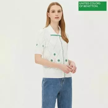 Benetton Benetton Waffle Squash Knit Cardigan Bakc91231 Iv Ivory/OS