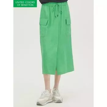 Benetton Big Pocket Banding Long Skirt Baska4431 DG/42