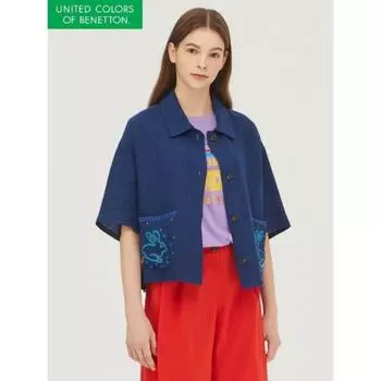 Benetton Embroidered Linen Blouse Babla1441 BL/42