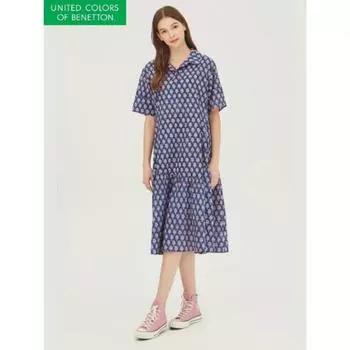 Benetton Flower Tweed Dress Baopa3441 BL/42
