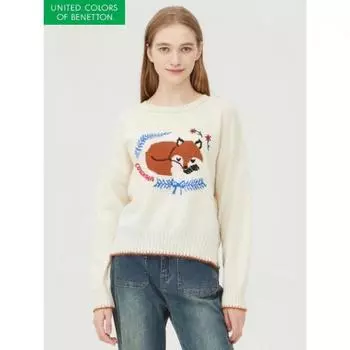 Benetton Fox Жаккардовый трикотаж Bakpa7461 IV/OS