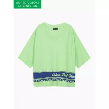 Benetton Intarsia свободный крой трикотаж Bakp71331 YG/OS