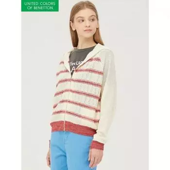 [benetton] Кардиган на молнии с капюшоном и полосками Squash Bakc59431 RD/OS