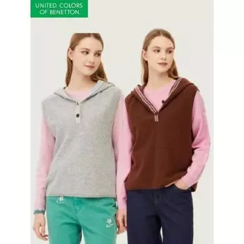 Benetton кружевной патч с капюшоном вязаный Bakv01411 BR/OS