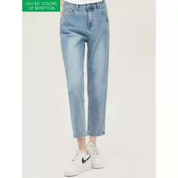 Benetton Logo Beading Slim Straight Denim Pants Badpb5431 BL/42