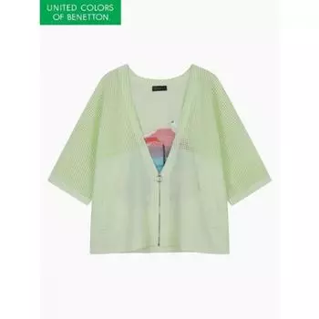 Benetton Mesh Mix Zip Up Cardigan Bakc69331 YG/OS