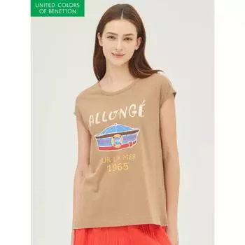 BeneTTon PrinTed Sleeveless T shirT baTsb3431 BG/42