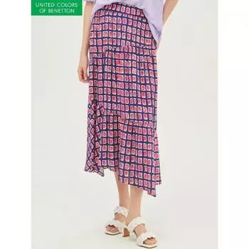 Benetton Square Pattern Long Skirt Bask59331 VO/42