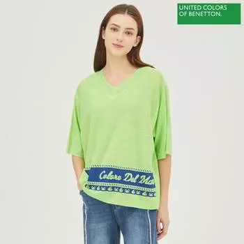 Benetton Свободный крой Benetton Intarsia Bakp71331 Yg yellow green/OS