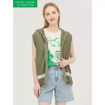 Benetton Tukata Mesh Hooded Knit Vest Bakv51331 KA/OS