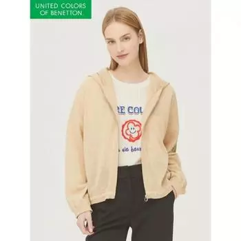 Benetton Tukata Объемный капюшон с застежкой-молнией Knit Bakc55331 BE/OS