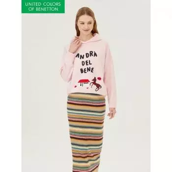 Benetton Вышитый Худи Длинный Вязаный Bakp04411 LP/OS
