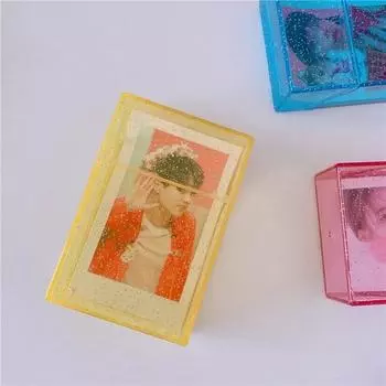 BenF блестящие блестящие фотокарточки мини-чехол для хранения фотокарточек органайзер для хранения фотобокс акриловый пластиковый фотобокс коробка для хранения, прозрачный желтый, 1 шт