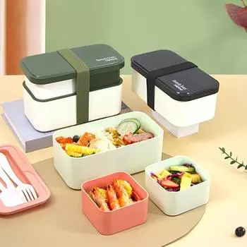 Bento Box 1450 мл герметичный ланч-бокс штабелируемые коробки для закусок с отделениями для приготовления еды чёрный