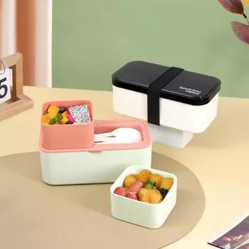 Bento Box 1450 мл герметичный ланч-бокс штабелируемые коробки для закусок с отделениями контейнер для приготовления еды чёрный