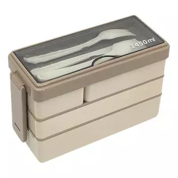 Bento Box для взрослых, ланч-бокс, 3 слоя, складной контейнер для обеда с 4 отделениями для работы, школы Khaki