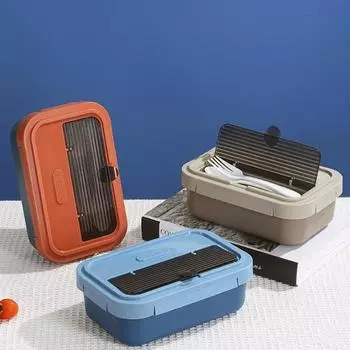 Bento Box Ланч-бокс с 2 отделениями Контейнеры для хранения еды для приготовления еды Пластиковый легкий контейнер для обеда с антипригарным покрытием A бежевый