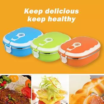 Bento Box Leak-proof Food Container Thermal Bento Box with Folding Handle 900 ml Portable Meal Prep Containers for Kids Adults