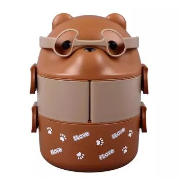 Bento Box Lunch Box 2 Layers Контейнеры Портативный Bento Lunch Box Многоразовый герметичный пищевой контейнер L коричневый