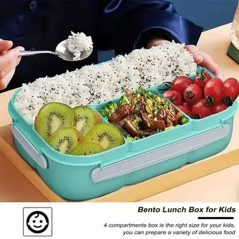 Bento Box Lunch Box Adult LunchBox Контейнеры для малышей и детей Взрослые 1000 мл 4 отделения Вилка Герметичная микроволновая печь Посудомоечная машина розовый