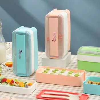 Bento Box Simple Exquisite Appearance Long Square Design Simple Color System Wear Resistance Picnic Storage Tools Ins Lunch Box