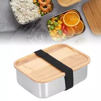 Бокс для ланча Bento из нержавеющей стали 304, безопасные боксы Bento с крышками для студентов и работников 18.5cm