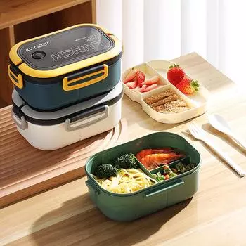 Bento Lunch Box With 2 Layers Outdoor Picnic Fruit Food Container For Indoor Outdoor синий