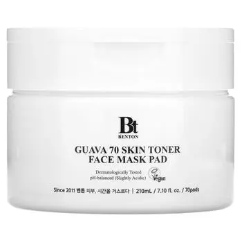 Benton, Guava 70 Skin Toner Face Beauty Mask Pads, 70 sheets, 7.1 fl oz (210 ml)
