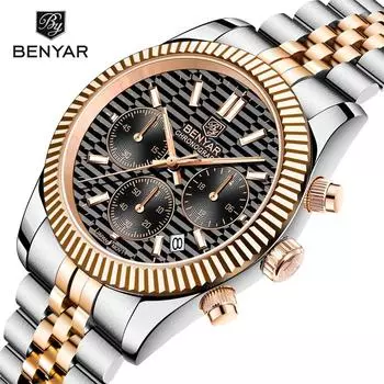 BENYAR мужские часы лучший бренд класса люкс из нержавеющей стали водонепроницаемые кварцевые часы мужские модные повседневные спортивные