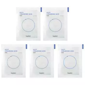 Beplain, multi-hyaluronic acid beauty mask, 5 sheet masks, 25 ml (0.84 fl oz)