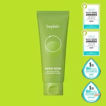 beplain pH-сбалансированная очищающая пенка с бобами мунг 160 мл