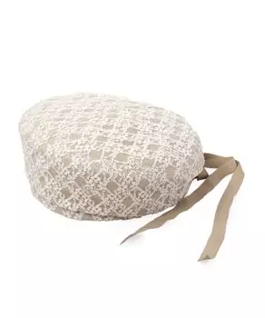 Beret Daily Casual Girly Ribbon Lace Cotton TKU00393 BEIGE one size [Kashira] Spring/Summer