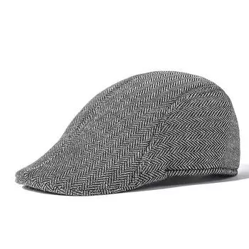 Берет для мужчин среднего возраста с язычком утки, европейская и американская кепка, осенняя и зимняя шапка, мужская шапка с язычком утки M56-58cm темно-серого