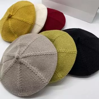 Берет для женщин, теплый на осень и зиму, универсальный, повседневный и модный, полосатая шляпа с узорами из жареного теста, новая шляпа Bud 56-58cm чёрный
