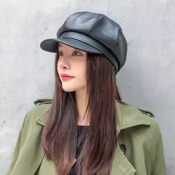 Берет Художник Художник Ветрозащитная Кепка Газетчик Женская Восьмиугольная Кепка Бейсболка Женская Кожаная Кепка коричневый