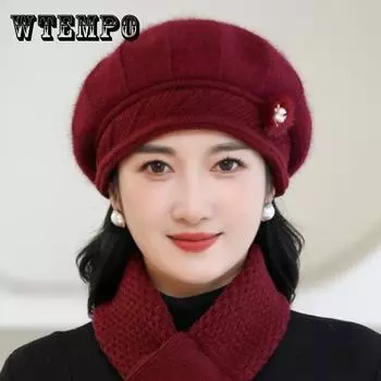 Берет из искусственного меха кролика, осенне-зимняя утолщенная теплая вязаная шерстяная шапка, головной убор only hat