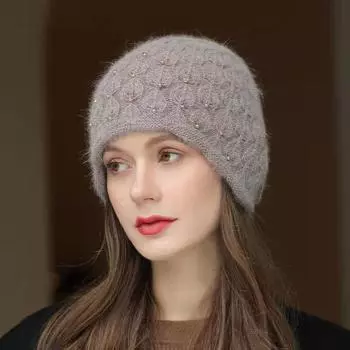 Берет из кроличьего меха, женская осенне-зимняя вязаная шапка Baotou, универсальная шерстяная шапка для езды на велосипеде, холодная и теплая S