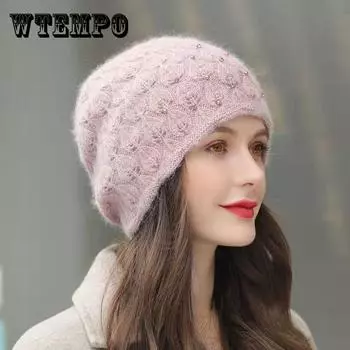 Берет из кроличьего меха, женская осенне-зимняя вязаная шапка Baotou, универсальная шерстяная шапка для езды на велосипеде, холодная и теплая S